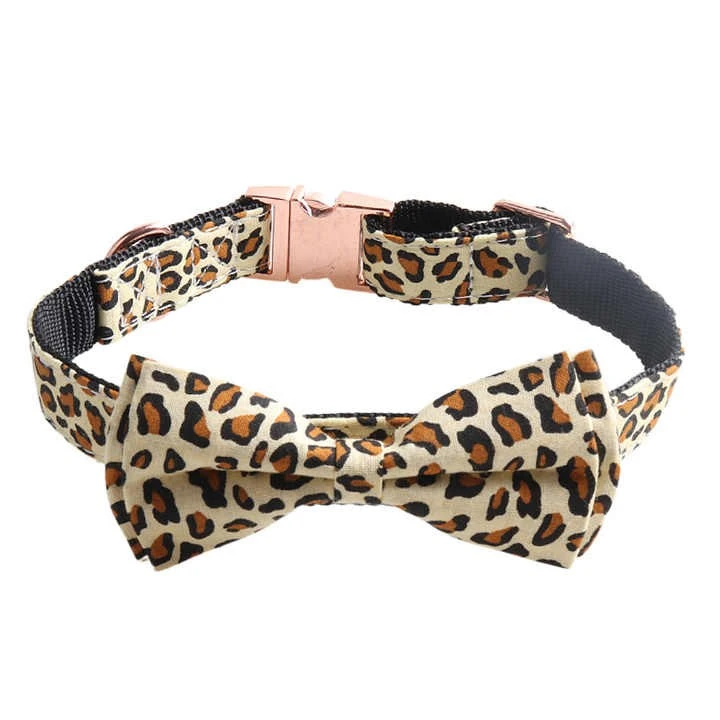 Leopard Dog Collar With Bow